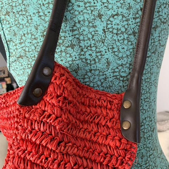 J. Jill Red Crochet Spacious Shoulder Tote Bag - Picture 6 of 10